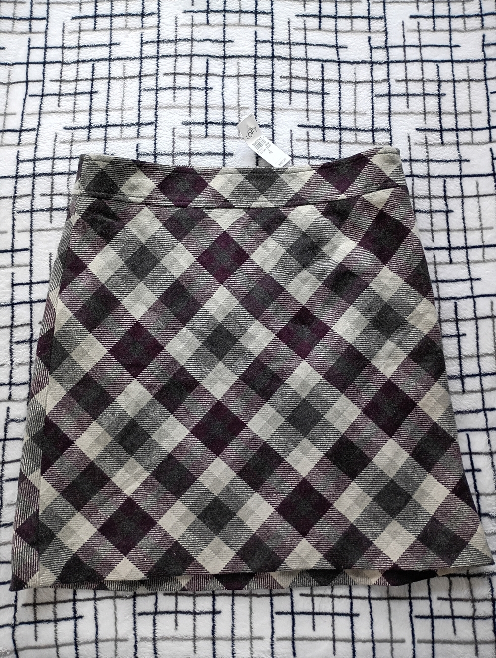 Ann Taylor LOFT Size 4 Purple Gray Plaid Skirt DRY CLEAN NEW WITH TAGS